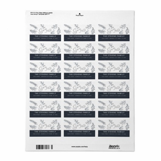 Modern elegant script vreugde winter botanische kl etiket (Full Sheet)