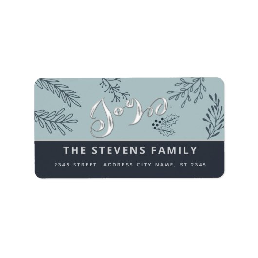Modern elegant script vreugde winter botanische kl etiket (Voorkant)