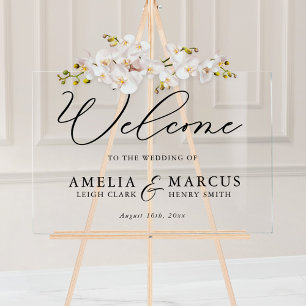 Modern Elegant Script Weddenschap Welkom Acryl Bord