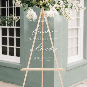Modern Elegant Script Wedding Neem een plaats Acryl Bord
