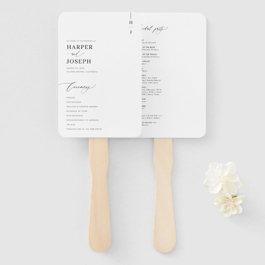 Modern Elegant Script Wedding Program Fans Handwaaier (Voorkant en achterkant)