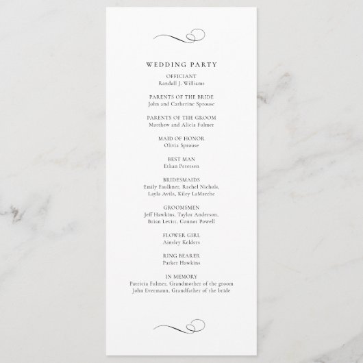 Modern Elegant Script Wedding Programma (Achterkant)