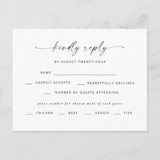 Modern Elegant Script Wedding RSVP Briefkaart (Voorkant)