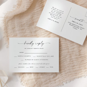 Modern Elegant Script Wedding RSVP Briefkaart