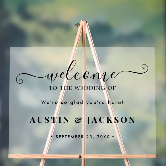 Modern Elegant Script Wedding Welcome  Acryl Bord (Neutraal)