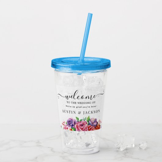 Modern Elegant Script Wedding Welcome Acryl Drinkbeker (Achterkant ijs)