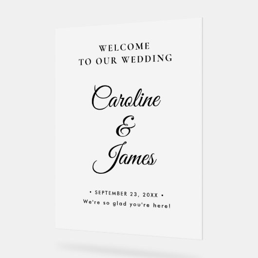 Modern Elegant Script Wedding Welcome  Acrylic Sig (Angle)