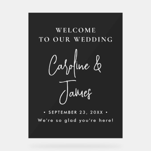 Modern Elegant Script Wedding Welcome Acrylic Sig (Recto)