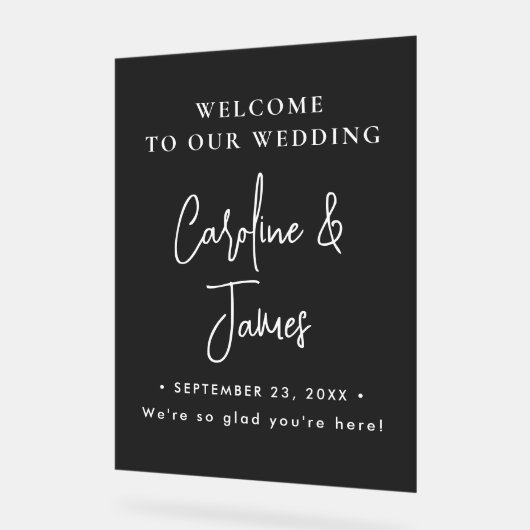 Modern Elegant Script Wedding Welcome Acrylic Sig (Angle)
