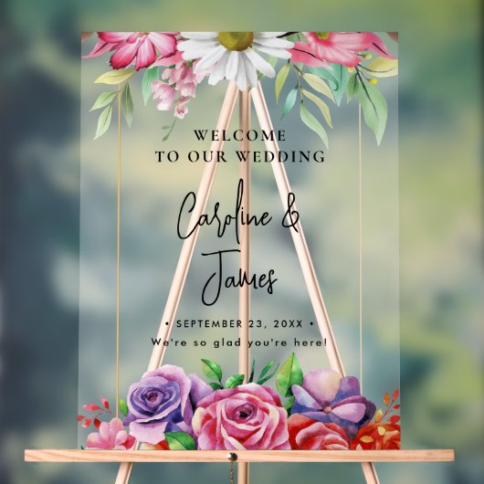 Modern Elegant Script Wedding Welcome  Acrylic Sig (Neutre)