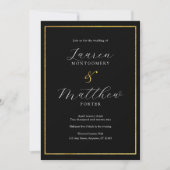 Modern Elegant Script Zwart en Goud Trouwen Kaart (Voorkant)