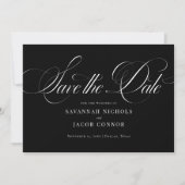 Modern Elegant Script Zwart-wit Save The Date (Voorkant)