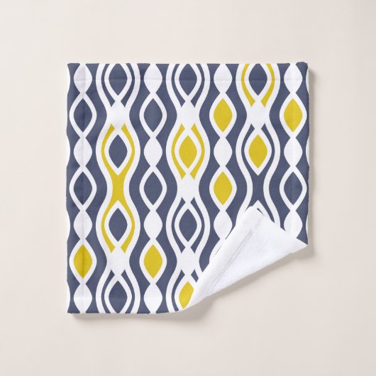 Modern, elegant, siervisblauw, geel wit bad handdoek (Wasdoekje)
