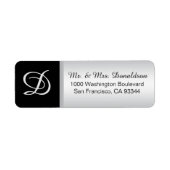 Modern Elegant Silver Black Monogram Initialen Etiket (Voorkant)