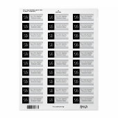 Modern Elegant Silver Black Monogram Initialen Etiket (Full Sheet)