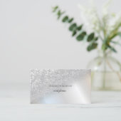 Modern Elegant Silver Glitter Bokeh Ombre Visitekaartje (Staand voorkant)