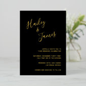 Modern Elegant Simple Black en Gold Photo Wedding Folie Uitnodiging (Staand Voorkant)