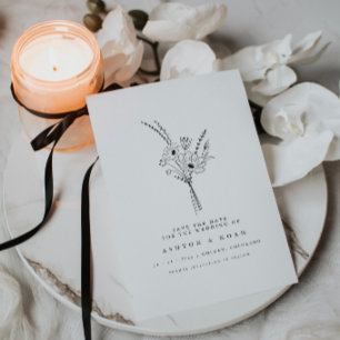 Modern Elegant Simple Floral Save The Date Kaart