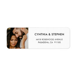 Modern Elegant Simple Photo Wedding Return Address Etiket