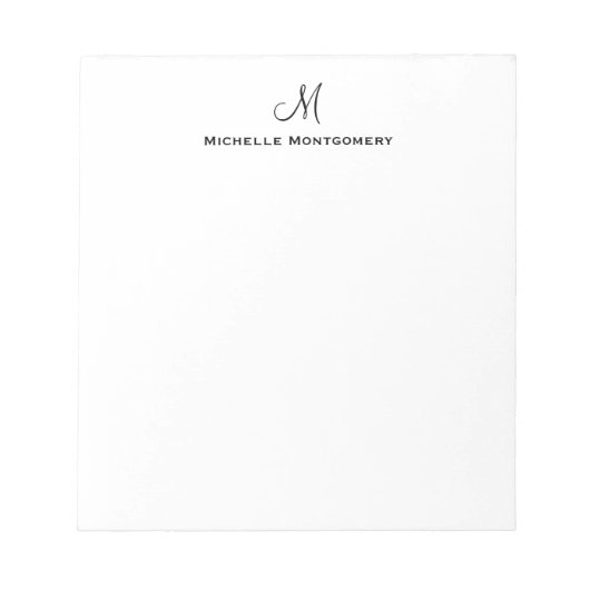 Modern Elegant Simple Script Monogram Initiaal Notitieblok (Voorkant)