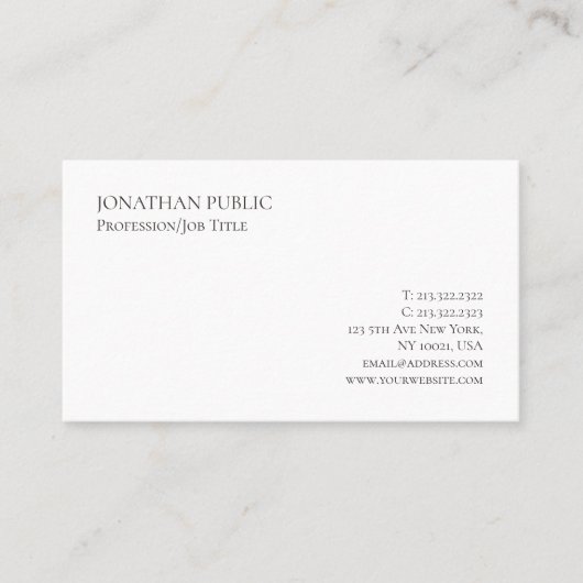 Modern Elegant Simple Template Professional Visitekaartje (Voorkant)