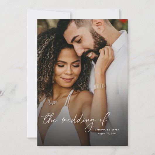 Modern Elegant Simple Vertical 2 Photos Wedding Kaart (Voorkant)