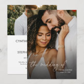 Modern Elegant Simple Vertical 2 Photos Wedding Kaart (Voorkant / Achterkant)