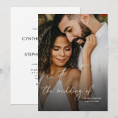 Modern Elegant Simple Vertical Photo Wedding Kaart (Voorkant / Achterkant)