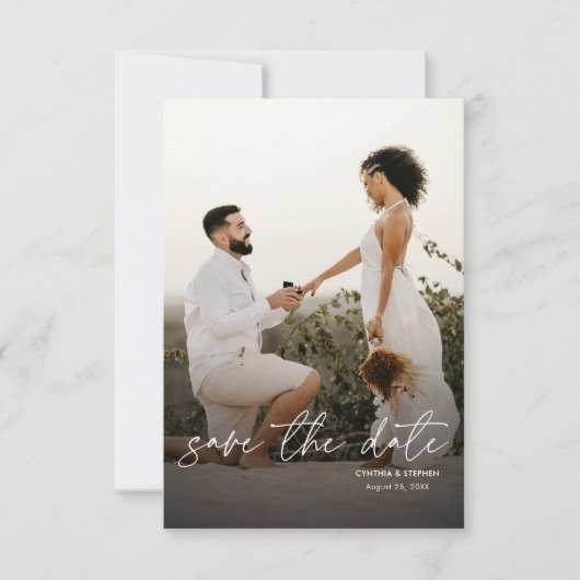 Modern Elegant Simple Vertical Photo Wedding Save The Date (Voorkant)