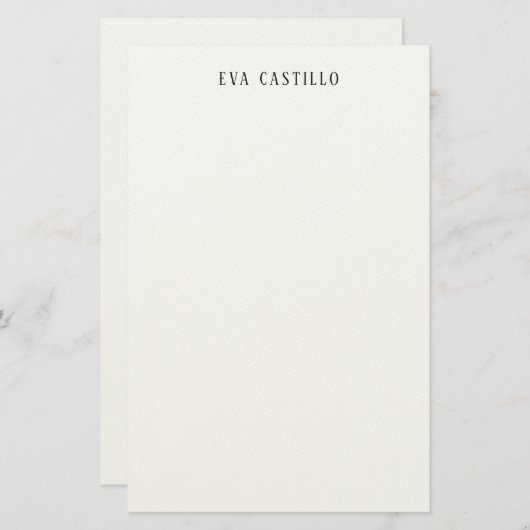 Modern Elegant Simple White Professional Own Name Briefpapier (Voorkant / Achterkant)
