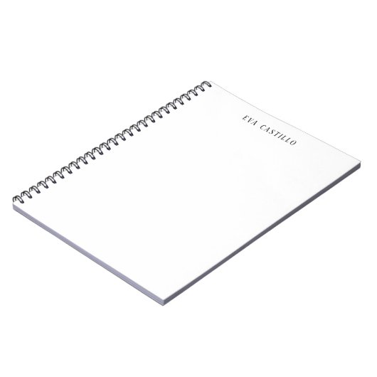 Modern Elegant Simple White Professional Own Name Notitieboek (Linkerzijde)