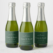 Modern Elegant Smaragd Groen Bruiloft Welkom Gift Sparkling Wijnetiket (Flessen)