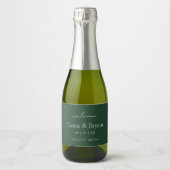 Modern Elegant Smaragd Groen Bruiloft Welkom Gift Sparkling Wijnetiket (Voorkant)