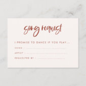 Modern elegant sneeuwroze bruiloft Song request Informatiekaartje (Voorkant)