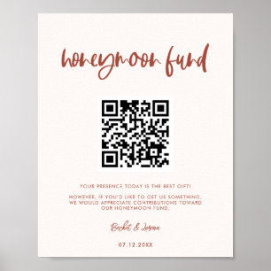 Modern elegant sneeuwroze Honeymoon code QR Poster