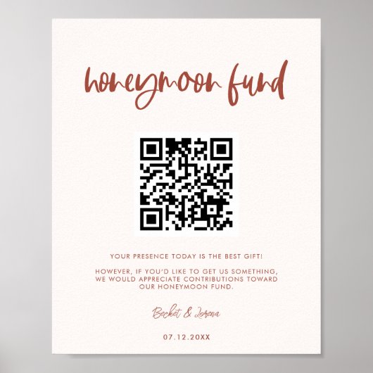 Modern elegant sneeuwroze Honeymoon code QR Poster (Voorkant)