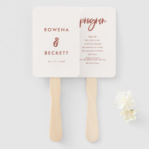 Modern elegant sneeuwroze trouwprogramma handwaaier