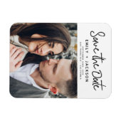 Modern Elegant sparen de Witte Foto van de Datum Magneet (Horizontaal)