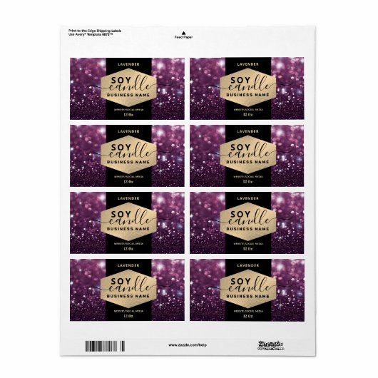 Modern elegant sparkle script kaarle label (Full Sheet)