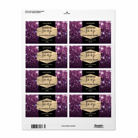 Modern elegant sparkle script zeap label (Full Sheet)