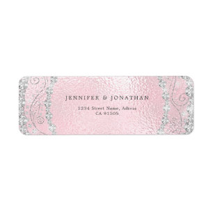 Modern Elegant Sparkly Diamond Chique Roze Etiket
