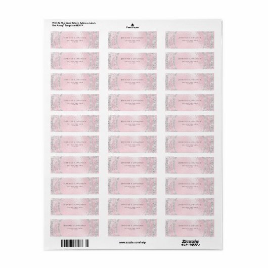 Modern Elegant Sparkly Diamond Chique Roze Etiket (Full Sheet)