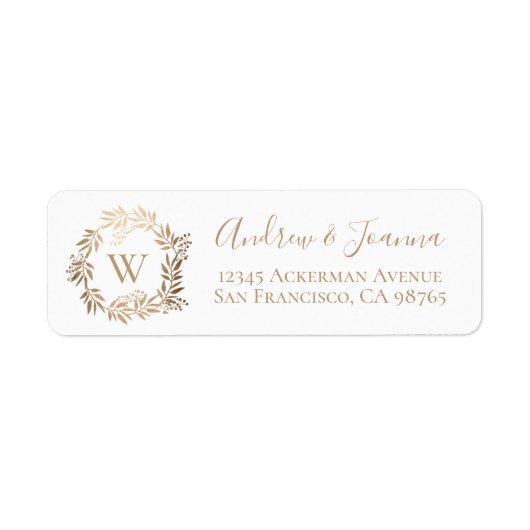 Modern Elegant, speciaal aangepast Gold Monogram Etiket (Voorkant)