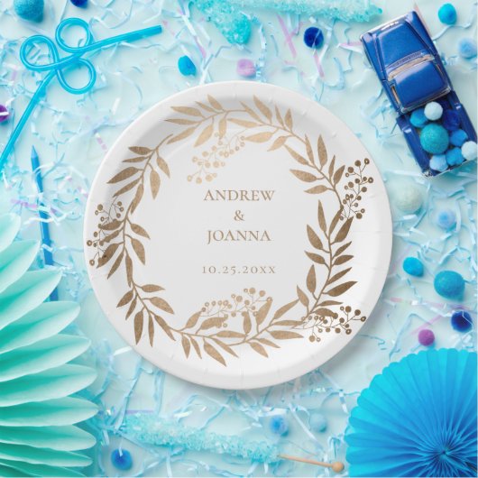 Modern Elegant, speciaal aangepast Gold Monogram Papieren Bordje (Feest)