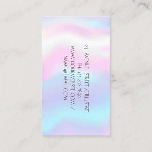 Modern elegant stijlvol holografisch, schaar visitekaartje (Achterkant)