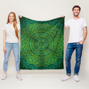 Modern & Elegant Stijlvol Mandala Boho Donkergroen Fleece Deken