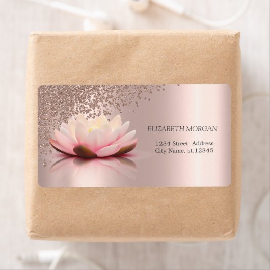 Modern Elegant Stijlvol Roos Gold Diamonds Lotus Etiket (Insitu)