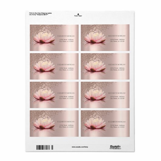 Modern Elegant Stijlvol Roos Gold Diamonds Lotus Etiket (Full Sheet)