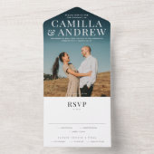 Modern elegant stijlvol RSVP Wedding All In One Uitnodiging (Binnen)