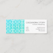 Modern Elegant Swirls Pattern Aqua Mini Visitekaartje (Achterkant)